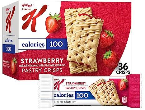 Special K Bar Pastry Crisps, 100 Calories, Breakfast Bars, Value Size, Strawberry, 15.84oz Box (36 Crisps)