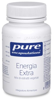 Pure Encapsulations - Energia Extra – Integratore con Ashwagandha, Rhodiola, Panax Ginseng ed Eleuterococco – Vitalità Quotidiana – 30 Capsule | Ashwagandha, Rhodiola, Panax Ginseng ed Eleuterococco, Miscela di Adattogeni Vegetali, Capsule Vegane Ipoallergeniche