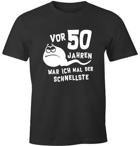 MoonWorks® Herren T-Shirt 50. Geburtstag lustiger Spruch Sperma Spermium Geschenk für Männer
