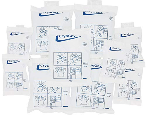 CryoGex - 10 Stück Nachfüllbare Eisbeutel (5 Kleine Und 5 Mittlere) - Weiße Kaltpackungen - Reusable Cold Gel Packs - Wasser als Material - Äußerst Wirtschaftliche Packung