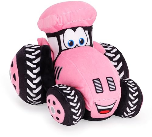 Toyland® Peluche a forma di trattore agricolo, 21 cm, decorazione per camera da letto di ragazzi e ragazze (rosa)