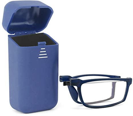 Viseng Occhiali Da Lettura Pieghevoli Anti-Blu Per Uomo e Donna Con Aste Telescopiche, Scatola Elastica Ultraleggera Alla Moda Portatile+2.0(Blu)