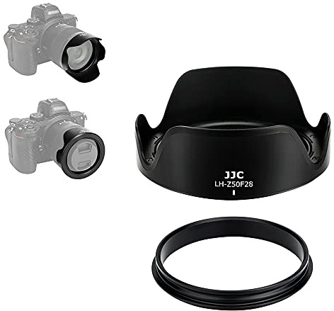 JJC Objektivsonnenblende für Nik. Z MC 50 F2,8 Makro Objektiv + Adapterring | Schirmt Streulicht|Anti-Reflex Matt|Geeignet für 46 mm Filter & Kappen|Reversible|Schützt Objektiv vor Kratzern & Stößen