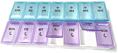 Tablettenbox Pillendose Medikamentenbox 7 Tage Morgens Abends 14 Fächer (20 Boxen)