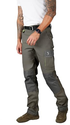 Ellobird Men's Cargo Construction Flex Work Pant for Men Double Knee Reinforcement Stretch Elastic Waistband Tactical Pants