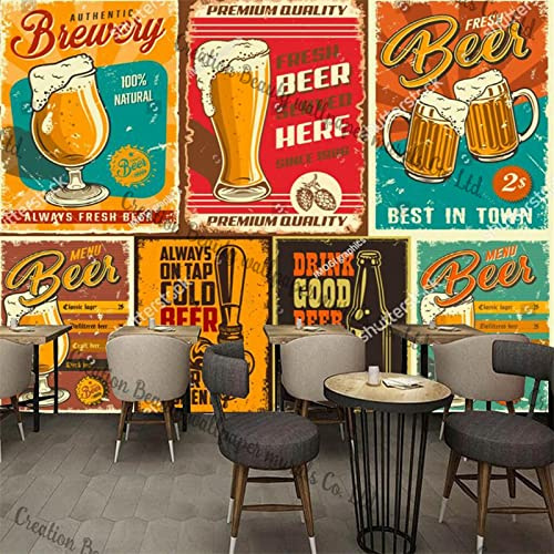 Retro Nostalgisches Bier Themed Concourse Club Dekoration Produktion Wandbild Tapete Bar Ktv Restaurant 3D Wal TV Wandbild Tapete Wanddekoration fototapete 3d Vlies wandbild Schlafzimmer-150cm×105cm