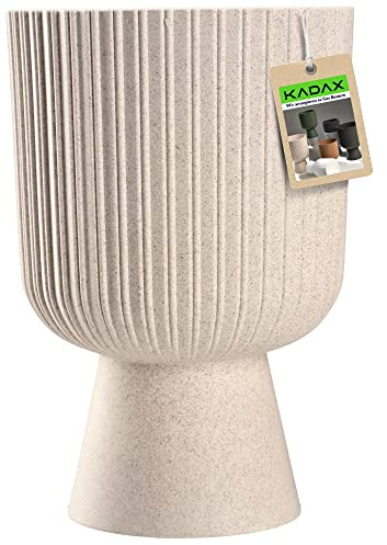 KADAX Kupblomvas, blomkruka i plast i 2 storlekar, blomkruka i 5 färger för balkong, terrass, fönsterbräda, blomkopp, underlägg (14 cm, vit)