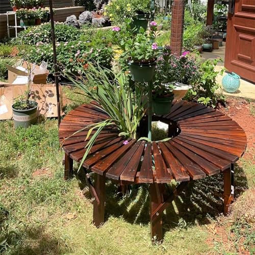 BBHW Baumbank Baumbankumhüllung im Freien, Halbkreisförmige Holzbänke, Dekorative Sitzgelegenheiten für Gartenmöbel, Außenbank für Terrasse, Hinterhof, Veranda (Color : 2 PCS - Round)
