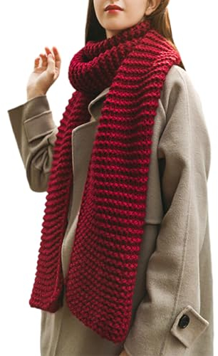 osiuujkw Breite Anwendung, vielseitige Schals für alle Gelegenheiten, Damen Winterschal, Polyester, warmer Winterschal, Damenschals, Weinrot