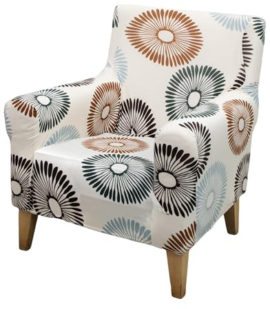 FUANGUI Banquet Armchair Slipcover Printed Chair Covers with Arms Stretch Club Chair Slipcover Soft Armchair Sofa Covers Anti-Slip Furniture Protector for Dogs Pets Home Living Room Decor