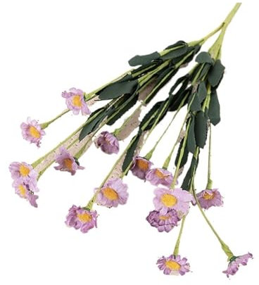 Yanonug Piccoli Fiori Artificiali Margherita Realistici Bouquet Artificiale di Fiori di Crisantemo Margherita A 15 Teste for La Decorazione Domestica E Il Matrimonio(Purple)