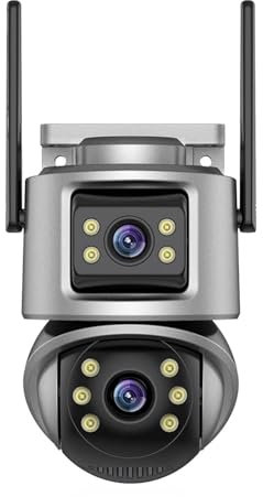 GUOPIN Caméra de sécurité cellulaire 4K 8MP HD PTZ caméra extérieure 6MP Double Objectif Double écran AI Suivi Automatique caméra IP CCTV Audio Surveillance vidéo Résolution HD(3K 6MP add 64G)