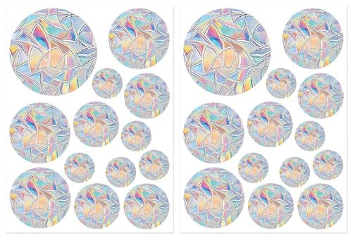 Yuannee Rainbow Window Sticker,26 PCS Round Rainbow Suncatcher Window Stickers Reusable Anti-Collision Bird Deterrent Decals with Prism Effect for Glass Privacy Home Decor Bird Protection