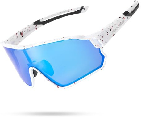 ROCKBROS Occhiali da Sole Polarizzati, Occhiali da Ciclismo Bici Protezione UV400 Antivento Bicicletta Uomo Donna con Montatura per Miopia Sportivi MTB Corsa Pesca, Bianco