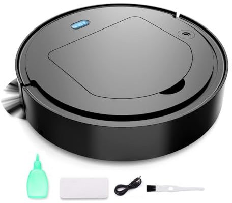SMTSEC Aspirateur Robot Lavant Et Aspirant, Automatique 4 en 1 Aspirateur Robot Super Fin Et Silencieux avec Une Puissante Aspiration De 2000pa pour Les Poils Animaux, Tapis Et Sols Durs,Black-1 Pack