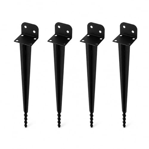 Isoisl Lot de 4 douilles de sol pour poteaux en bois - L - 40 x 500 mm - Support de poteau à enfoncer avec pointe longue - Douille de sol pour clôtures, projets de jardin