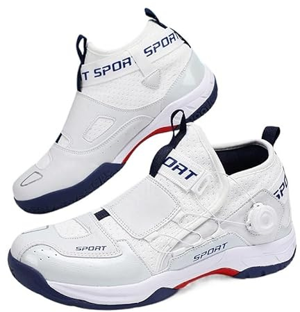 BINQER Zapatos de bádminton con botón Giratorio Unisex Zapatos de Tenis Zapatos de Tenis de Mesa(38 EU,Blue)