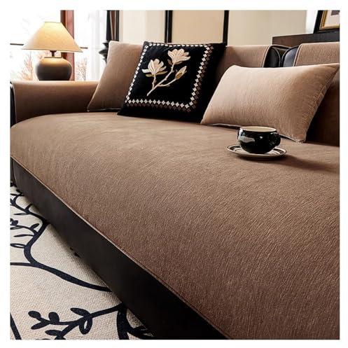Couch Überzug Weiche Chenille für Ecksofa: Weiche Sofa Überzug für 1 2 3 4 Sitzer Sofabezug Anti Rutsch Sofa Schutzhülle für L Form U Form Sektionssofa Hund Katze Sofaschoner(Coffee,70*210cm)