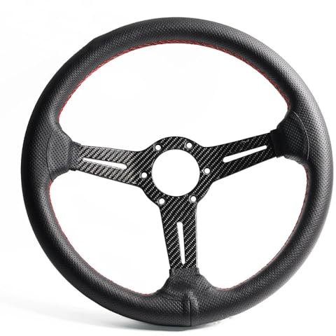 Sportlenkrad Kohlefaser-Lenkradmodifikation, flach, konkav, 14 Zoll, 350 mm, Schnellspanner-Lenkradzubehör, universell Holzlenkrad