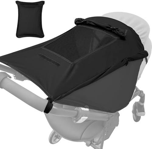 WD&CD Kinderwagen Sonnensegel, Premium Sonnensegel für Kinderwagen mit UV Schutz 50 +, mit Sichtfenster und extra breite Schattenflügel, schwarz