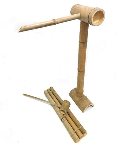 HAVVMK Fuente de Agua de bambú Natural de 50 cm, Kit para jardín, Sistema japonés de circulación de Agua de pie, para Interiores y Exteriores.