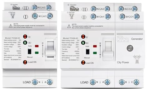 Interruptores selectores eléctricos de transferencia automática de potencia dual pequeños LN 220V, ininterrumpidos, 2P, 4P, 63A, TOQ6, 1 unidad(2P)