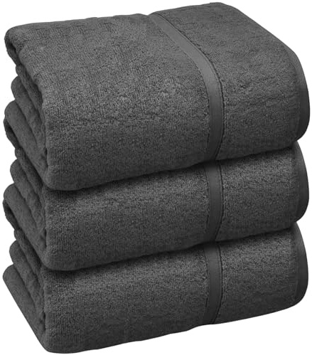 WovenWonder premium jumbo badlakan 3-pack (100 x 200 cm) extra stor storlek ultramjuk 100 % egyptisk kammad bomull högabsorberande snabbtorkande 600 GSM (kolgrå)