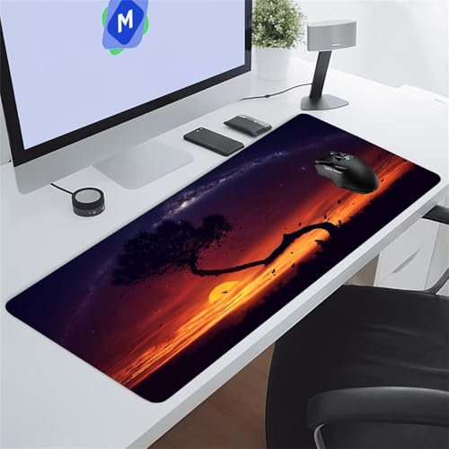 Gaming Mouse Mat Trees Sunset Large Mouse Pad Washable Laptop Desk Pad, Keyboard Pad Large Size, Improved Precision and Speed for Home Office Gamer 1200x600x3 mm