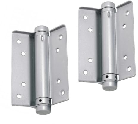 Single Action Spring Door Hinges, 100mm 4, Self-Closing, Silver Lacquered One-Way Door Hinges, Heavy-Duty Corrosion-Resistant
