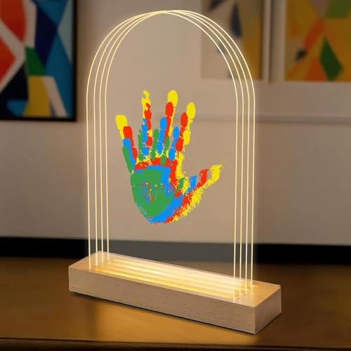 Nabance Kit de Marcos para Huellas Ovaladas con Luz LED(4 Huellas), Set Marco de Huellas Bebe Recien Nacido y Toda la Familia, Recuerdos Familiares DIY, Regalo de Bautizo Niño/Día de la Madre/Navidad