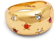 SINGULARU Anillo Mujer Bomb Color Stars Baño Oro | Latón con baño de oro de 18kt aporta elegancia y durabilidad con circonita brillante. Tallas de la 10 a la 18.