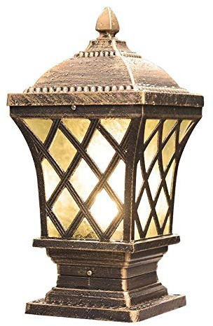 MYUYEE Lampada a Colonna Antica Lampada a Colonna in Vetro per Esterni Lampada da Cortile Paesaggio lampione Stradale luci da Giardino in Alluminio Impermeabile,Bronzo