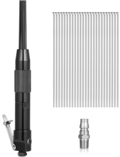 Puthernm Escala de Aguja de Aire Compacto con 40 Piezas 7 'Agujas Descaling Aire Alimentado en Tren Eliminar Rápidamente la Pintura de Oxidación y Sucio