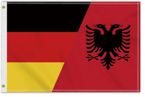 Große 60×90 CM Albanien Deutsch Flagge, 2×3FT Medium 150D albanisch banner,Strapazierfähige Doube-Seitendruck Dekor Messingösen Medium Albania