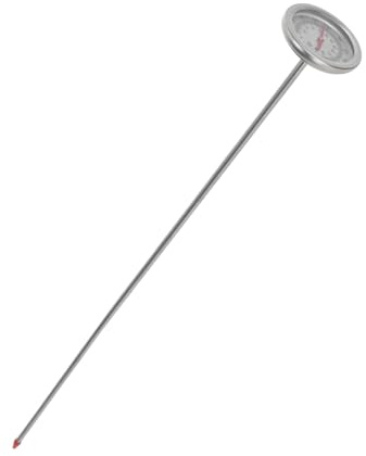 TOBBOMEY Thermomètre De Sol Professionnel à Longue 50 Cm en Acier Inoxydable pour Jardinage Et Compost Mesure Précise Température du Sol 10 à 100°c Outil De Mesure Étendu