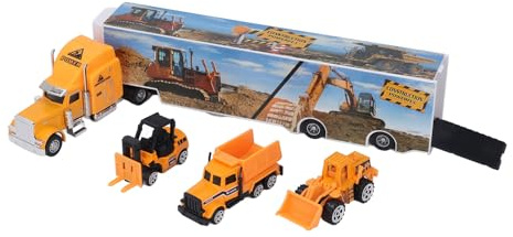 Riuulity Legierungs-BAU-LKW, Technischer Spielzeug-Transporter mit 3 Autos für von 3–6 Jahren, Spielen Im Innen- und Außenbereich