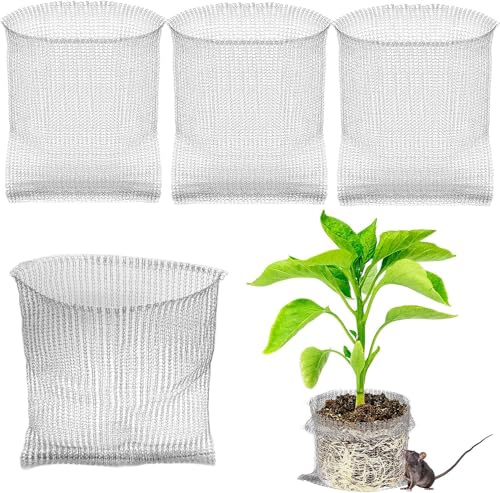 4 Stück Wurzelschutzkörbe Edelstahl, Wurzelschutz für Pflanzen, Wühlmausgitter Gegen Wühlmaus, Nagetieren, für Draußen Rasen Bauernhof Gartenhöfe Wühlmausvertreiber (45 * 40cm)