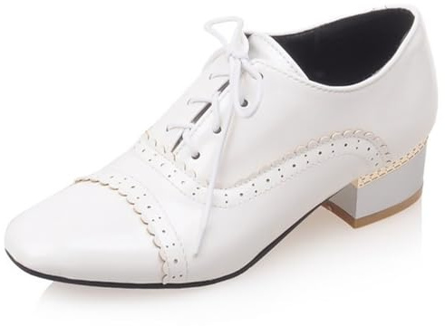 Qynthra Oxford con Lacci Donna Pelle Scamosciata Lucida Punta Tonda Scarpe Brogues per Occasioni Quotidiane e Formali Plantare in Memory Foam Letto del Piede Imbottito,Bianca,41 EU