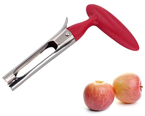 OEBUAFI Fruktkärnare i Rostfritt Stål, Ergonomiskt Handtag, Verktyg för Att Ta Bort Fruktkärnor för Hem och Kök Enkelt (Röd)