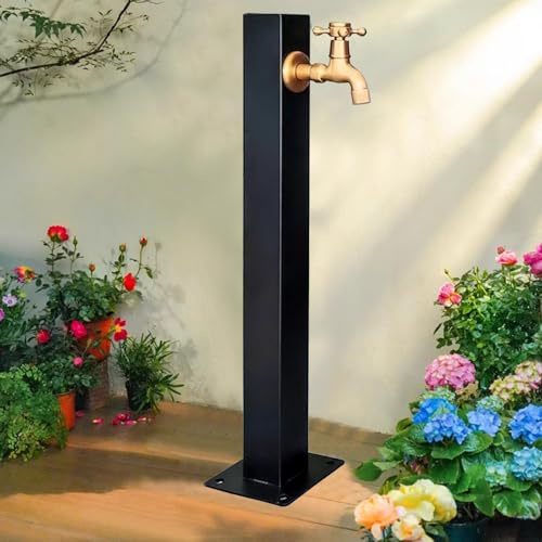 Fontana d'acqua autoportante in acciaio inossidabile 60 cm colonna d'acqua verticale da giardino antigelo rubinetto e dispenser per irrigazione esterna e lavaggio auto design durevole ed elegante