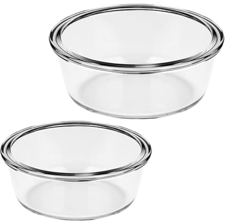 BESPORTBLE Cuenco de Vidrio Resistente al Calor para Freidora de Aire 2 Piezas 650Ml y 1000Ml Diseño Transparente Antiadherente y Apto para Horno Adecuado para Cocinar Hornear y