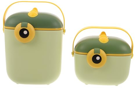 Caja Dispensadora de Leche en Polvo Portátil para Bebés 2 Piezas | Diseño de Dinosaurio Verde, Plástico Ligero Prueba de Fugas, con Ranura para Cuchara y Asa