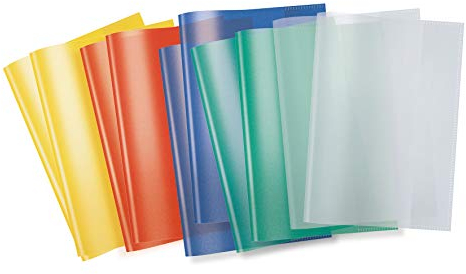 HERMA 19991 Heftumschläge A5 Transparent Sortiment, 10 Stück, Hefthüllen aus strapazierfähiger & abwischbarer Polypropylen-Folie, durchsichtige Heftschoner Set für Schulhefte, farbig