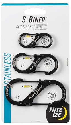 Nite Ize S-Biner SlideLock Stainless Steel - Double-Gated Accessory for Everyday Use - Lockable Dual Design - Independent Locking Mechanism - Securely Hold Keys & Gear