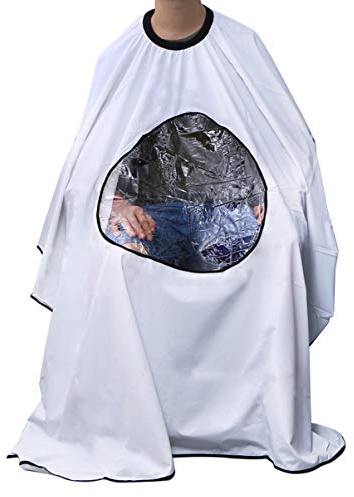 ULTNICE Salon Home Barbers Hairdressing Cape Gown with Viewing Window for Hair Cutting 62.9 * 57(White)