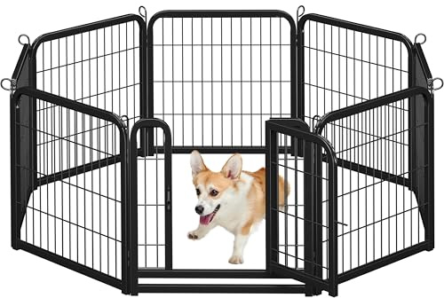Yaheetech Parc pour Chien Enclos Chien Chiot Lapin Rongeur Cage pour Chiens Clôture en Métal Chenil pour Chiens Interieur Exterieur 63cm