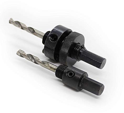 KATSU Set di Alberi per Seghe a Tazza 2 Pezzi A2 + A4, Adatto di Dimensioni 16-152mm (5/8-6) di Diametro per Sega a Tazza, HSS Esagonale in Metallo con Punte per Seghe a Tazza Adattatore 122297