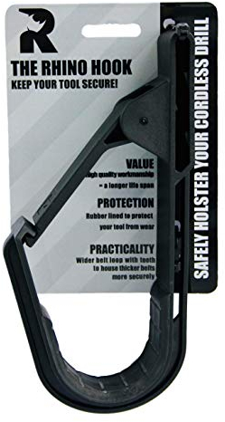 The Rhino Hook ™ Universal Tool Belt And Cordless Drill Impact Wrench Holder – Holster Alternative To Pouch (WITH CLIP)