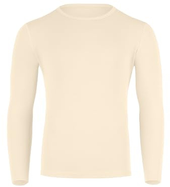 menique Herren 100% Merinowolle Langarmshirt Baselayer, M, Natürliche