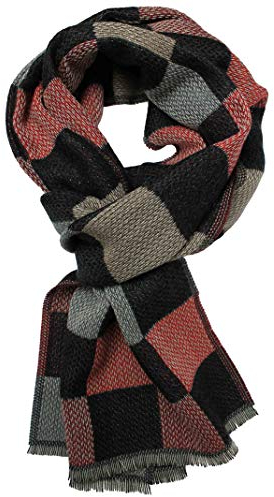 Wollschal Damenschal Winterschal Herrenschal warm Karo rot 195 x 38 cm Made in Germany
